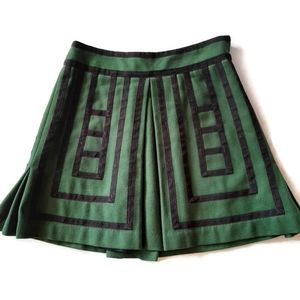 ANTHROPOLOGY MAEVE green /black skater skirt …
